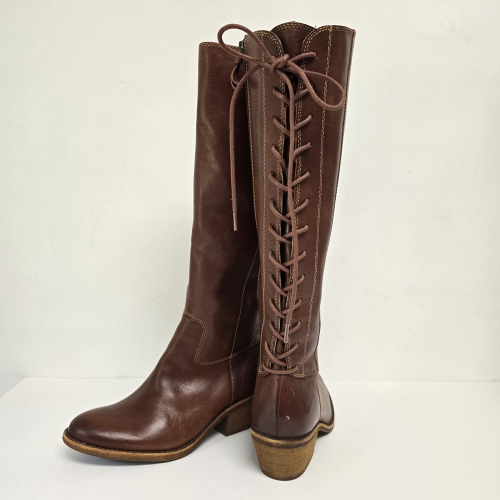 Sofft Women's Sharnell II Leather Tall Boots Whiskey Brown Size 7M Lace Up New